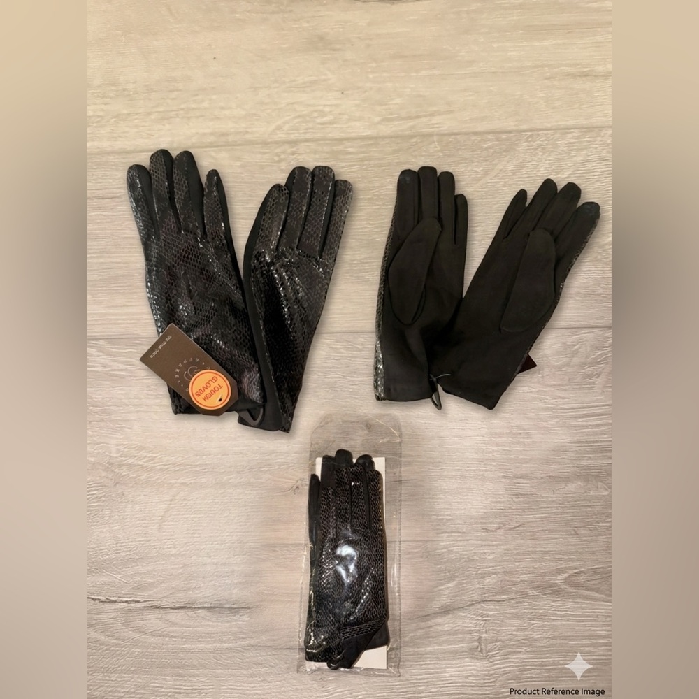 Black Snake Print Gloves